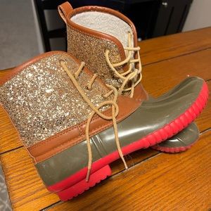 Glitter duck boots